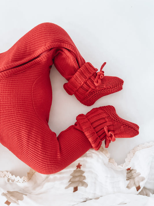 Crimson Knitted Booties