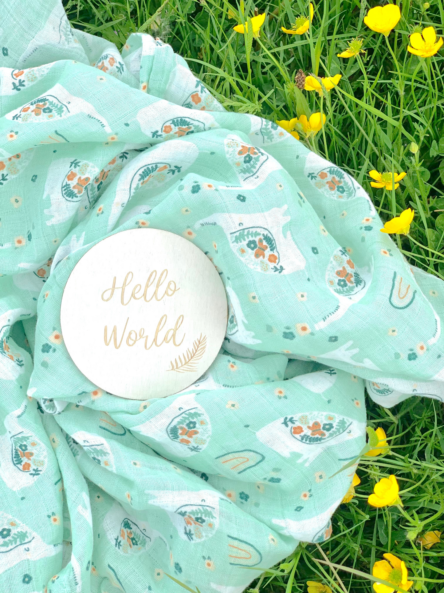 Green Dino Large  Cotton Muslin Swaddle Blanket