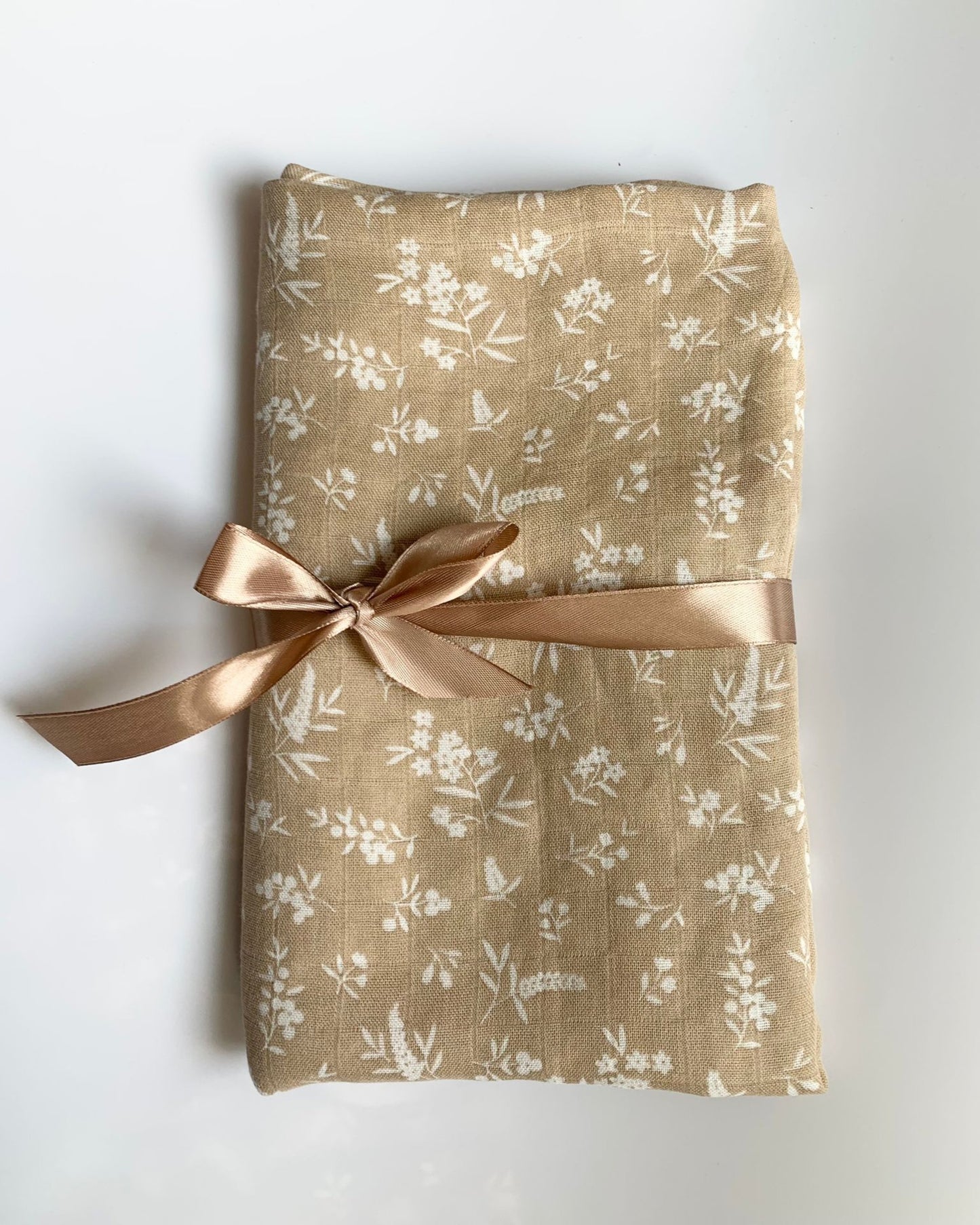 Tan Ditsy Large Muslin Swaddle Blanket